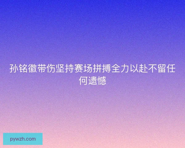 孙铭徽带伤坚持赛场拼搏全力以赴不留任何遗憾