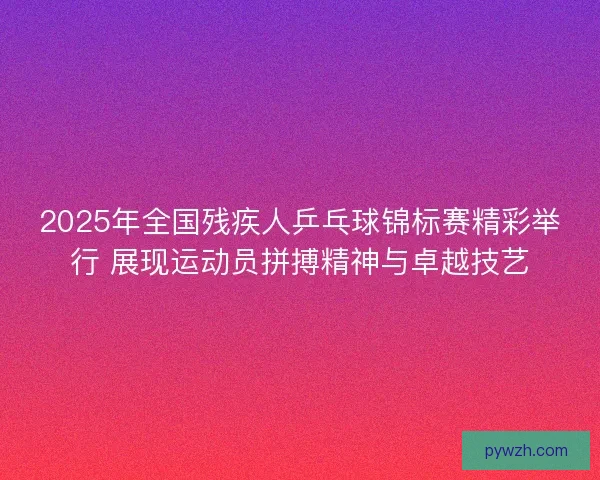 2025年全国残疾人乒乓球锦标赛精彩举行 展现运动员拼搏精神与卓越技艺